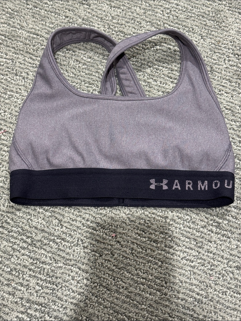 Under Armour Heathered Mauve Crossback Sports Bra with Black Band